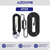 AZDOME HT03 , 3-Lead Acc Hardwire Kit Type C Port, 12ft with Fuse Kit, for Dash Camera 24H Parking Monitor Mode, Converts 12V-24V to Output 5V/2.5A Max