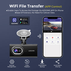 AZDOME M560 3 Channel 4K Dash Cam, 4" IPS Touchscreen Built-in eMMC 128GB , WiFi, GPS 24H Parking Mode, IR Night Vision, G-Sensor Car Dash Cam