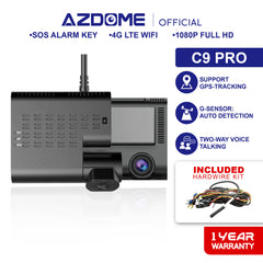 AZDOME C9 Pro 4G Car Camera With Dual Cameras Live Video GPS Tracking Wifi Remote Monitoring Dash Cam DVR Recorder Free APP Web