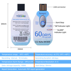 TempU02 TZONE one time use Temperature Sensor Data logger