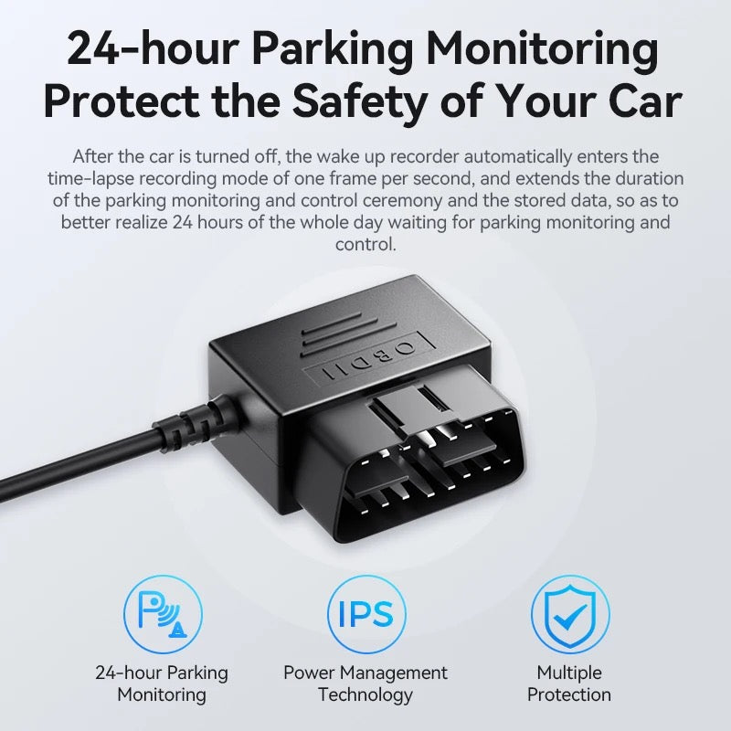 AZDOME 24Hour OBD02 Mico USB Ports 5V 2.5A Car Charge Cable OBD Hardwire Kit Cord 3.5M For Dash Cam Camcorder Vehicle DVR