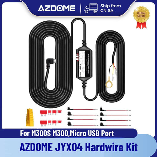 AZDOME JYX04 3-Lead Acc Hardwire Kit Micro-USB Port for Dash Cam, 12ft with Fuse Kit