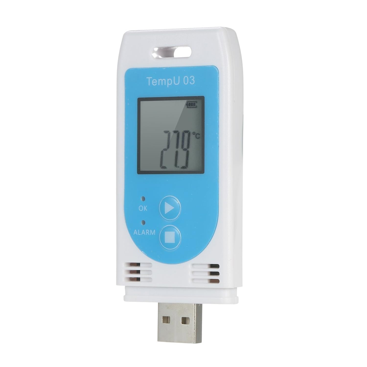TZ-TempU03  Tzone Digital Temperature Humidity Data Logger USB Reusable Temp Recorder with PDF&CSV Reports, Thermometer Recording Humidity Logger with Probe for Freezer Food Storage Cold Chain 34560 Points