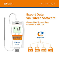 Elitech Tlog 100EL Ultra Low Data Logger Temperature Recorder Cold Chain Dry Ice PDF Report USB Port 32000 Points