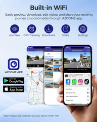 AZDOME M550 MAX 3 Channel Dash Cam, Front Inside Rear Three Way Car Dash Camera, 4K+1080P Dual Channel With GPS WiFi IR Night Vision