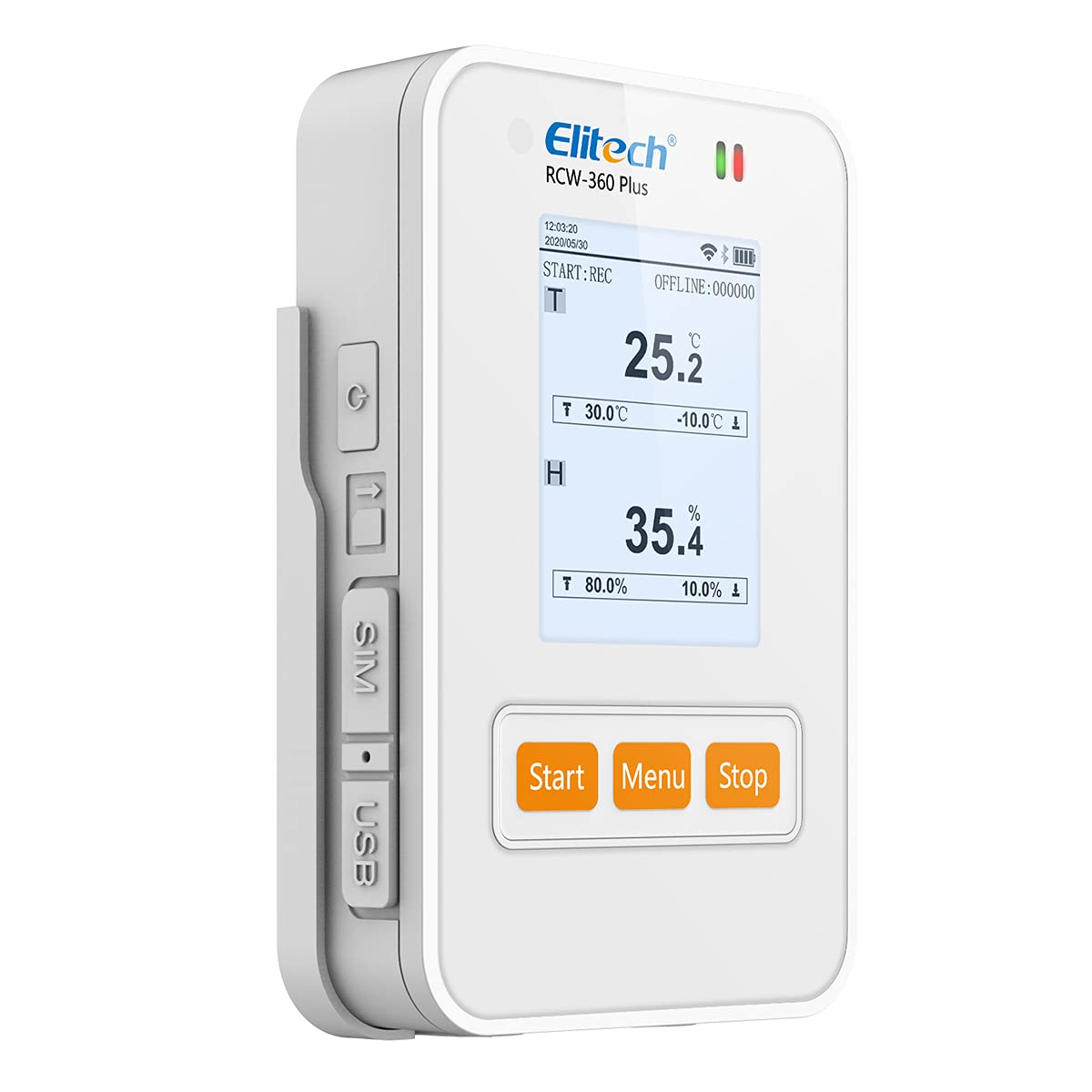 Elitech Wireless Digital Data Logger Remote Real-Time Temperature Humidity Monitor SIM Card Cloud Data Storage Internal T&H Probe WiFi Communication, RCW-360PW-TH (-4~140℉) Visit the Elitech Store