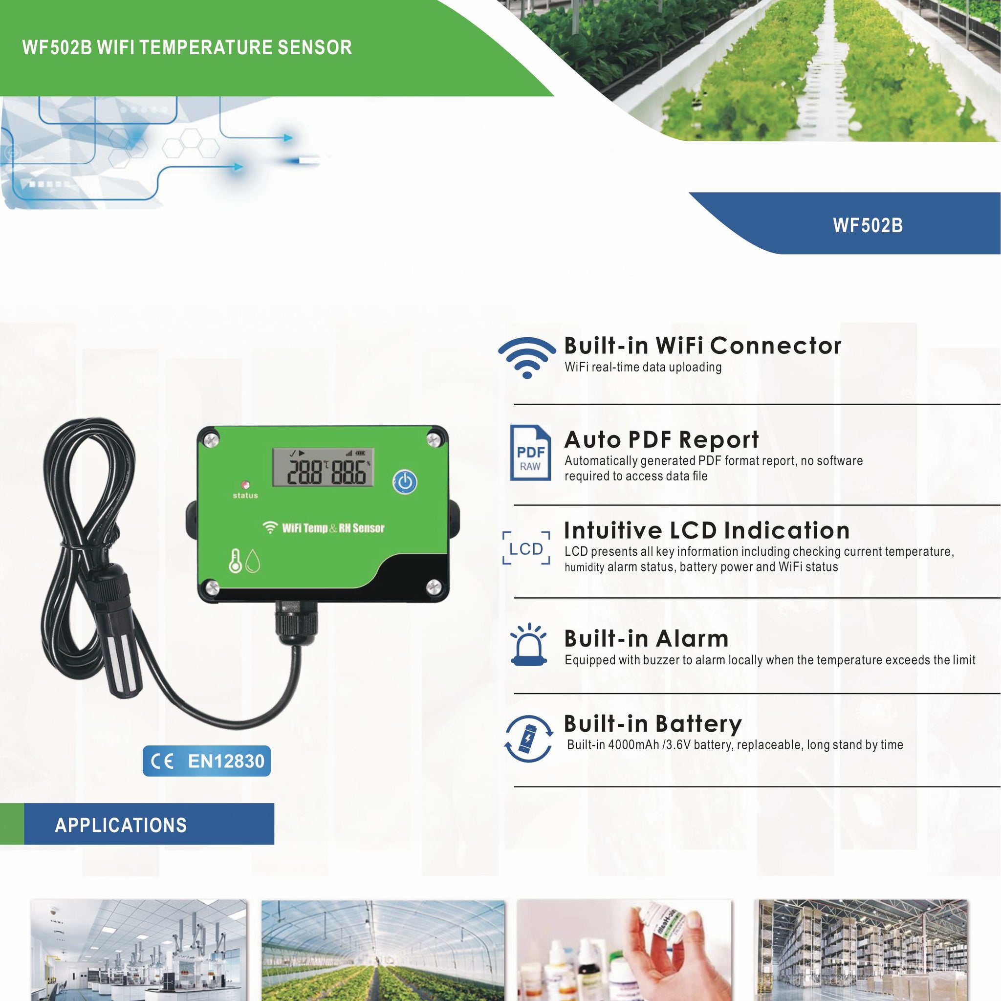 Tzone TZ-WF502B WiFi Temperature and Humidity sensor data recorder logger