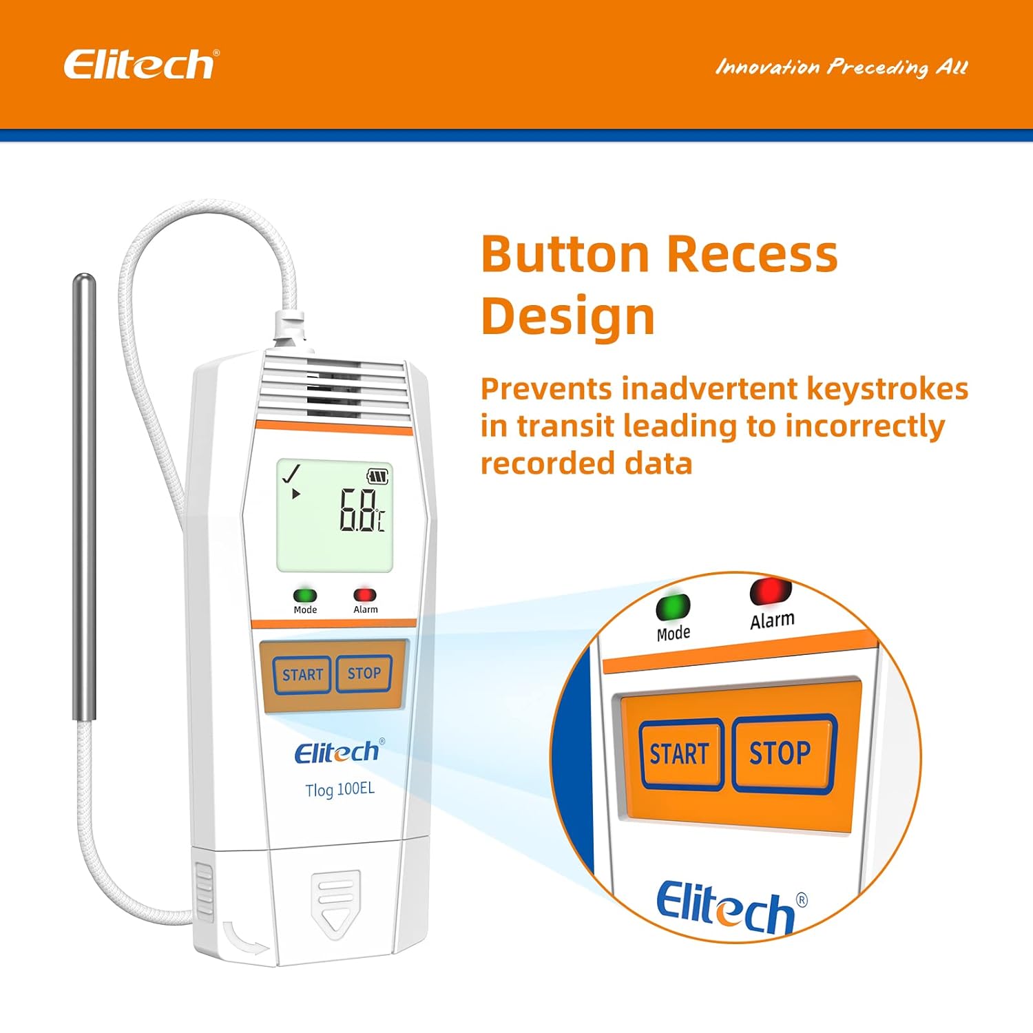 Elitech Tlog 100EL Ultra Low Data Logger Temperature Recorder Cold Chain Dry Ice PDF Report USB Port 32000 Points