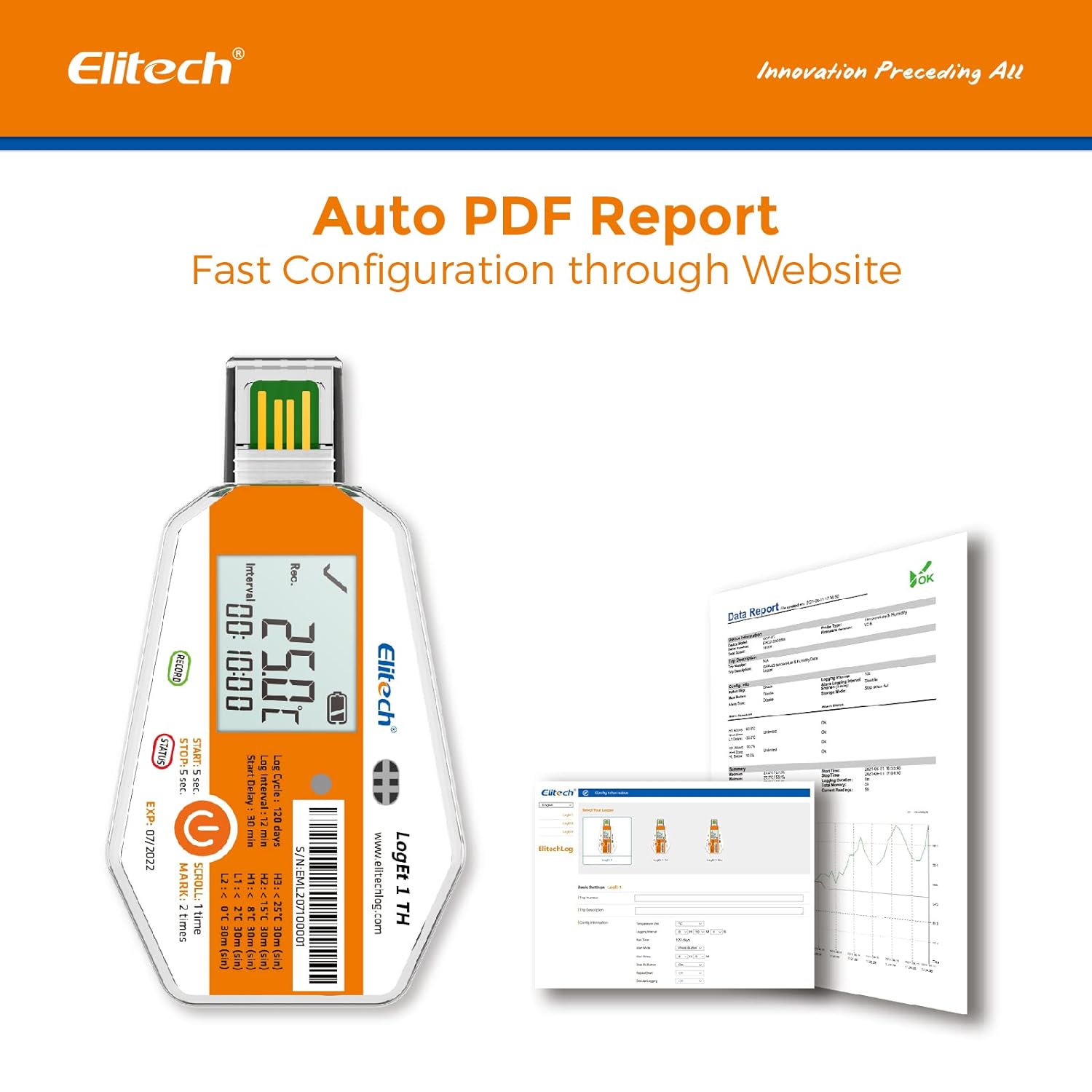 Elitech LogEt 1 TH Single Use Temperature And Humidity Data Logger