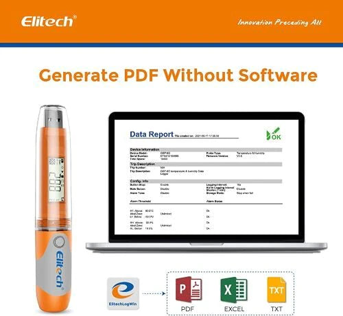 Elitech RC-51H USB Temperature And Humidity Data Logger Pen-Styled Auto PDF 32000 Points