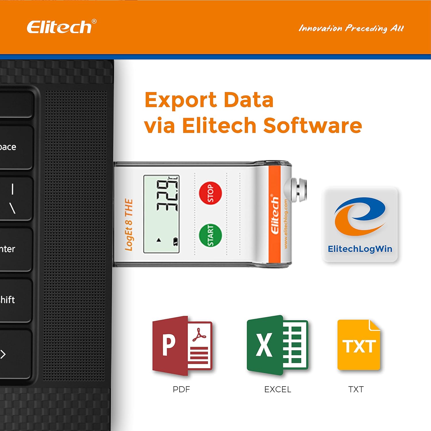 Elitech LogEt 8 THE Temperature and Humidity Data Logger Reusable PDF Report USB Port External Sensor 16000 Points