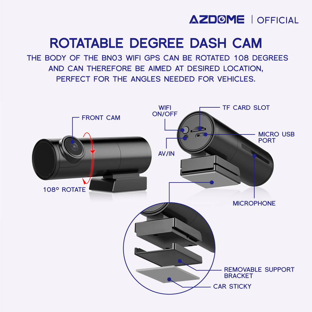 AZDOME BN03 Dash Cam 1440P/2K Quad HD