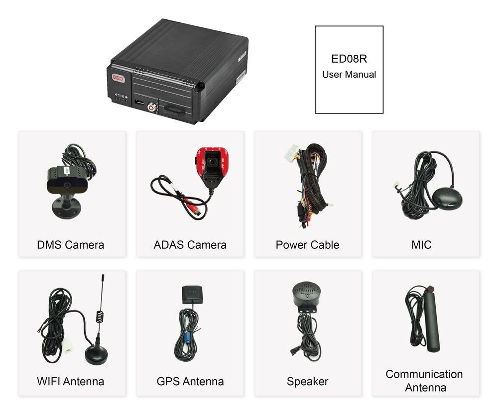 [BSJ-ED08R] 4CH 4G MDVR Support 2TB SSD, 2*SD Card ADAS , DMS, RS232, WiFi