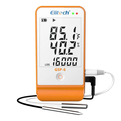 Elitech GSP-6 Pro Digital Temperature And Humidity Data Logger Detachable Dual Probes -40℉ To 158℉