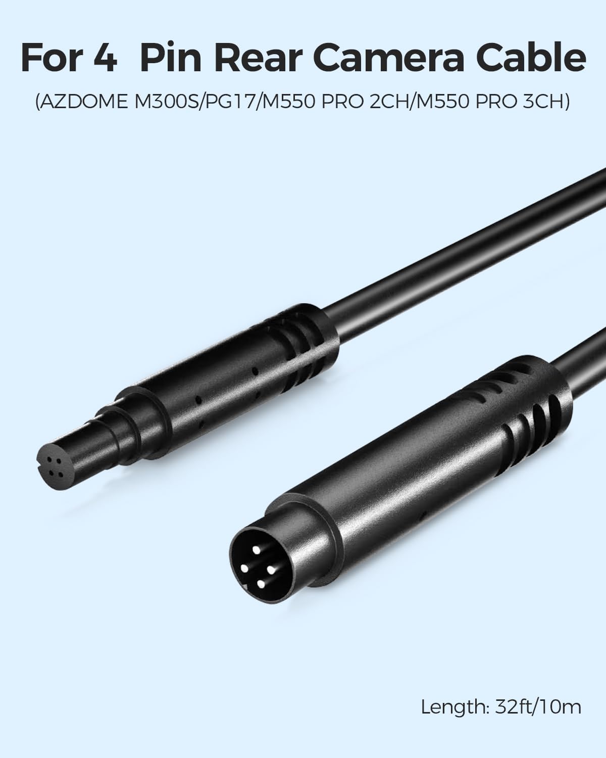 AZDOME Extend Cable for M300S/M550 Pro/PG17/PG17 Max/PG17 Pro/GS63H Pro, 4 Pin 6m, Extension Cable for Mirror Dashcam Rear View Camera Rear Car Recorder Cord