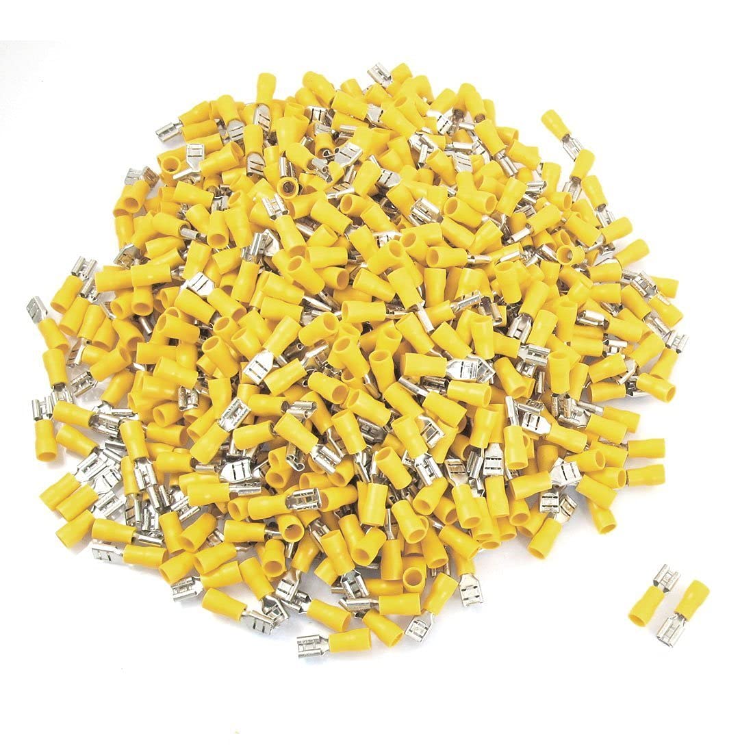 Electrical wire Crimp Terminal Connector insulated 6.3mm 12-10 Female Yellow Spade Connector 100Pcs