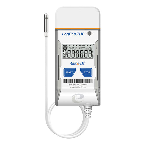 Elitech LogEt 8 THE Temperature and Humidity Data Logger Reusable PDF Report USB Port External Sensor 16000 Points