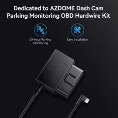 AZDOME 24Hour OBD02 Mico USB Ports 5V 2.5A Car Charge Cable OBD Hardwire Kit Cord 3.5M For Dash Cam Camcorder Vehicle DVR