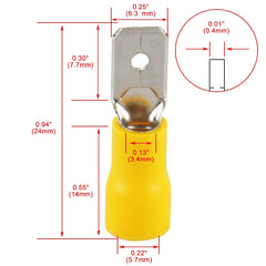 Electrical wire Crimp Terminal Connector 6.3mm 12-10 Male insulated 100Pcs