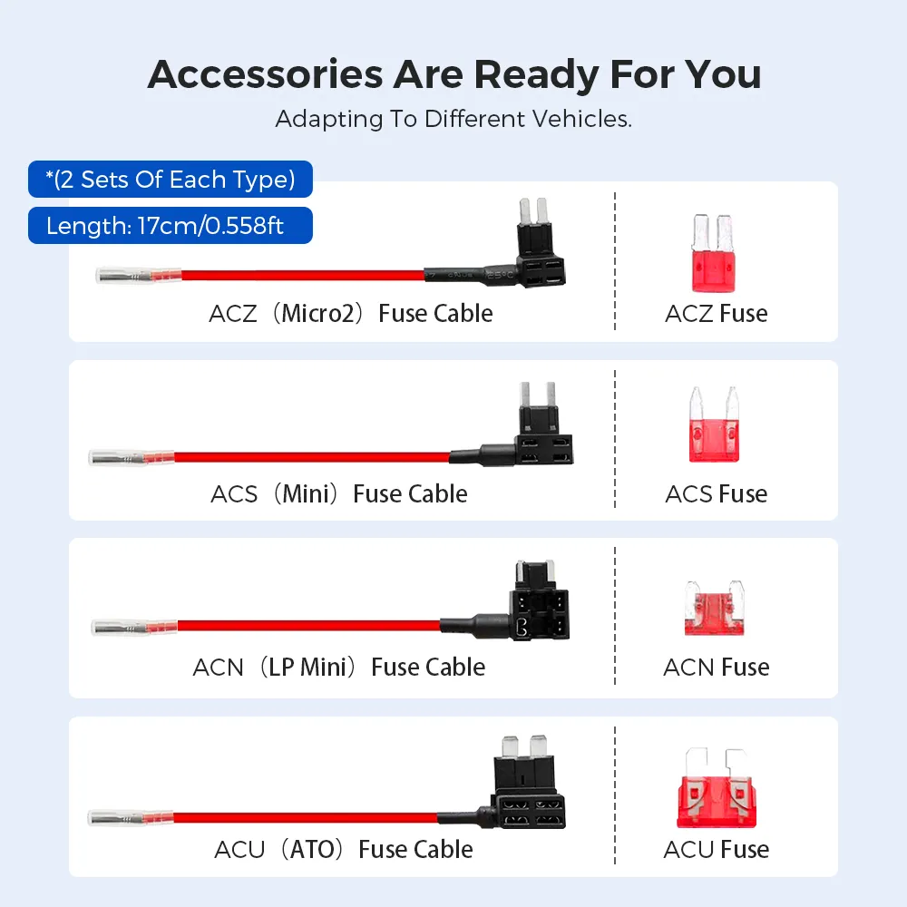 Azdome JYX05 Hardwire Kit with Type-C Port For GS63Pro/M27/M560/M580 Low Vol Protection 12V-24V in 5V2.5A out