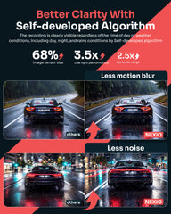 NEXIO N8 4K Dual Dash Cam, Front 4K + Rear 1080P, Built-in GPS & 5.8GHz Wi-Fi, G-Sensor, 24-Hour Parking Monitor, Wide Angle Front & Rear, Supports Up to 256GB