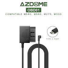 AZDOME 24Hour OBD01 Type-C USB Ports 5V 2.5A Car Charge Cable OBD2 Hardwire Kit Cord 3.5M For Dash Cam Camcorder Vehicle DVR