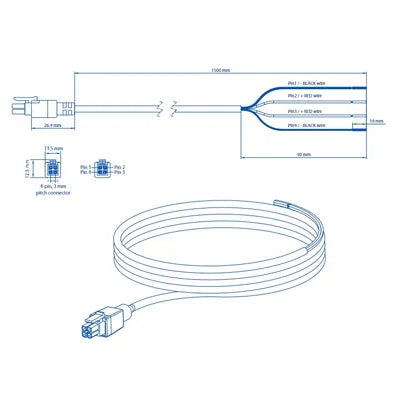 TELTONIKA PR2PL15B Power Cable with 4-Way Open Wire