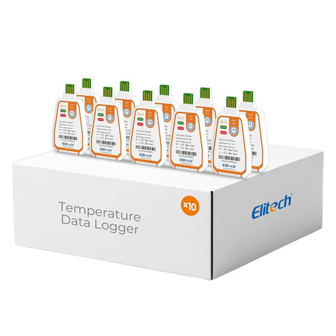 Elitech RC-17 Disposable Single-Use Temperature Recorder Data Logger USB PDF Report 2-Color Indicator [Pack of 10]