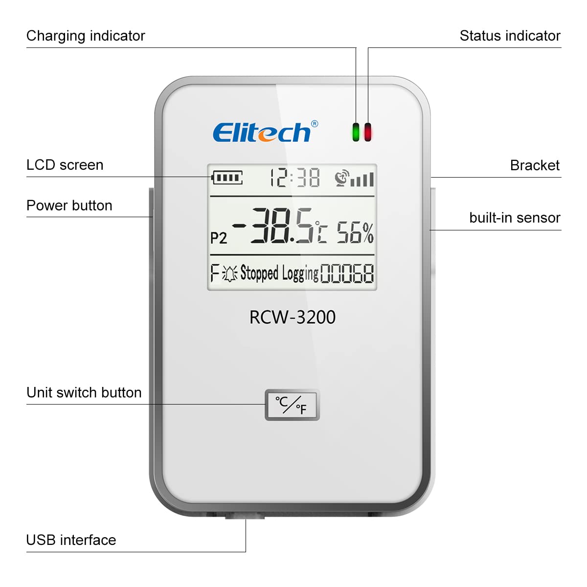 Elitech RCW-3200-TH Wireless Sensor Data Logger of Temperature and Humidity Monitor System (Work with RCW-3000) with Cloud and Mobile App
