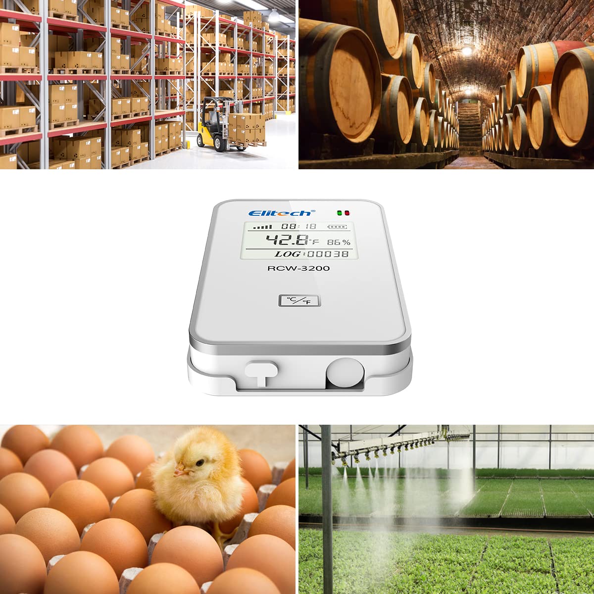 Elitech RCW-3200-TH Wireless Sensor Data Logger of Temperature and Humidity Monitor System (Work with RCW-3000) with Cloud and Mobile App