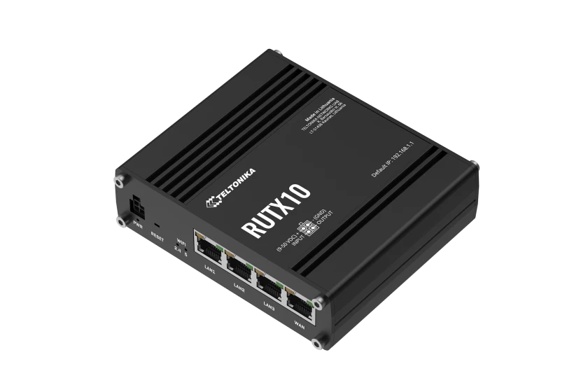Teltonika RUTX10000300 Model RUTX10 Professional Ethernet Router, UK PSU, Digital Input/Output for Remote Monitoring and Control, Dual Band WiFi and Bluetooth LE, Aluminium Housing, Firewall and VPN