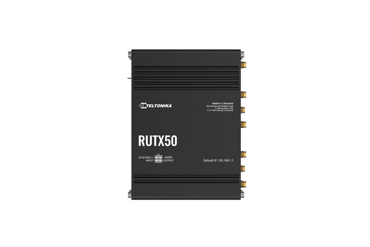 Teltonika RUTX50 5G Router: Dual Sim, WiFi 5, LTE CAT 20, 3.3 Gbps Speeds, Up to 150 Clients, SA & NSA Architectures, Low Latency. | RUTX50