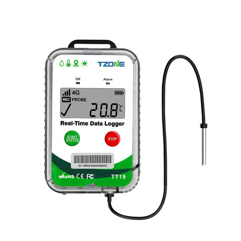 [TZ-TT19EX] Tzone 4G Multi Use Real Time Fleet  Temperature and Humidity Data Logger External Probe GPS Tracker