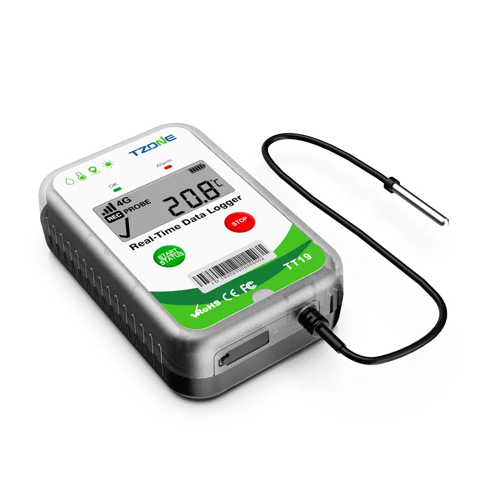 [TZ-TT19EX] Tzone 4G Multi Use Real Time Fleet  Temperature and Humidity Data Logger External Probe GPS Tracker