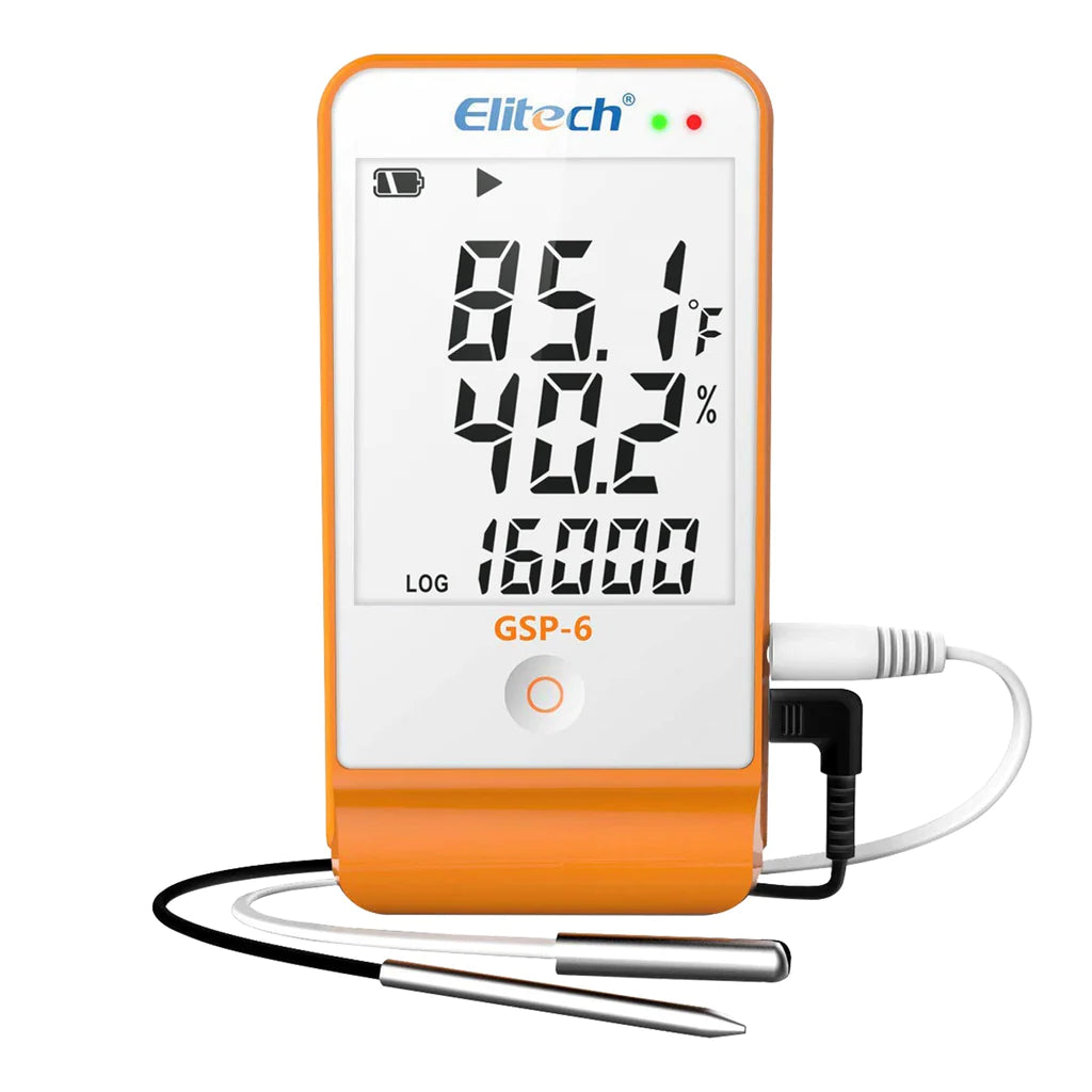 Elitech GSP-6 Digital Temperature And Humidity Data Logger Detachable Dual Probes -40℉ To 158℉