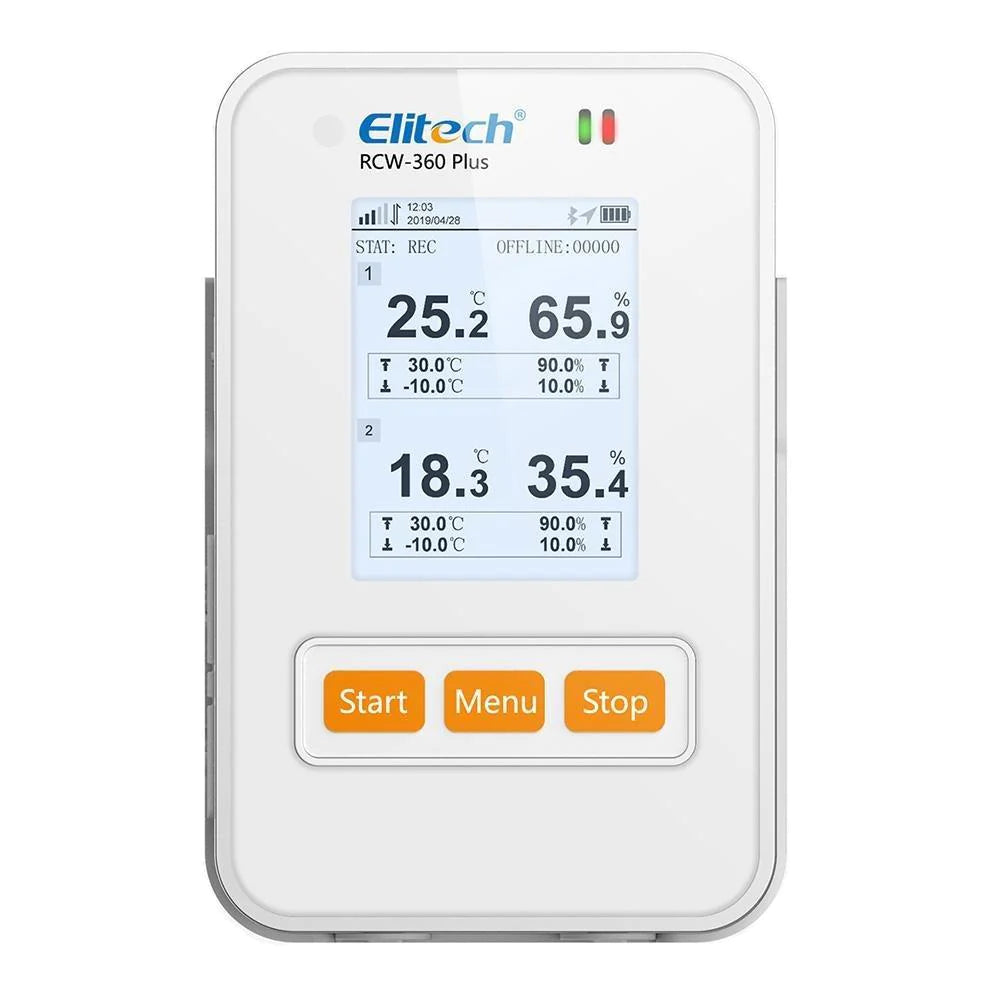 Elitech Wireless Digital Data Logger Remote Real-Time Temperature Humidity Monitor SIM Card Cloud Data Storage Dual External Buffered Probe 4G Communication, RCW-360P-GLE (-40~176℉)