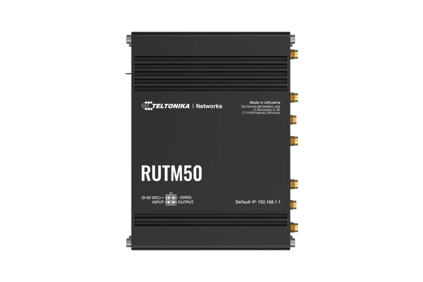 Teltonika RUTM50 Dual Sim Support with auto Failover 4G and 5G Cellular Router ideal for Smart Cities and industrial Automation