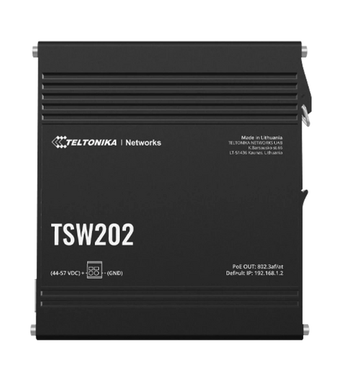 Teltonika TSW202 8 Ports Industrial L2+ Managed PoE Switch, 2 SFP Uplinks, Supports ProfiNET, EtherNet/IP, MRP, for Industrial Automation, IP Surveillance, and Networking