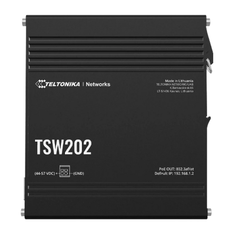 Teltonika TSW202 8 Ports Industrial L2+ Managed PoE Switch, 2 SFP Uplinks, Supports ProfiNET, EtherNet/IP, MRP, for Industrial Automation, IP Surveillance, and Networking