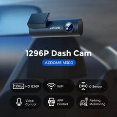 AZDOME M300 Dash Cam 1080P Car DVR WiFi English Voice Command APP Control Front Hidden Car Video Camera Recorder
