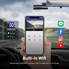 AZDOME M300 Dash Cam 1080P Car DVR WiFi English Voice Command APP Control Front Hidden Car Video Camera Recorder