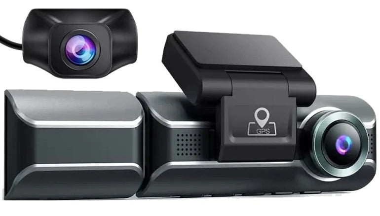 AZDOME M550Pro 3 Channel Dash Cam 64GB memory card free, Front Inside Rear Three Way Car Dash Camera, 4K+1080P Dual Channel With GPS WiFi IR Night Vision