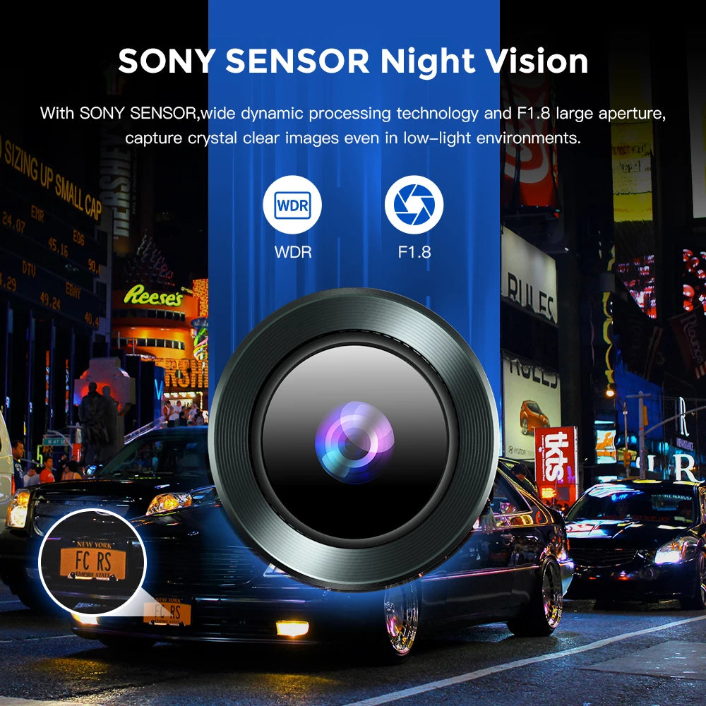 AZDOME M550Pro 3 Channel Dash Cam 64GB memory card free, Front Inside Rear Three Way Car Dash Camera, 4K+1080P Dual Channel With GPS WiFi IR Night Vision