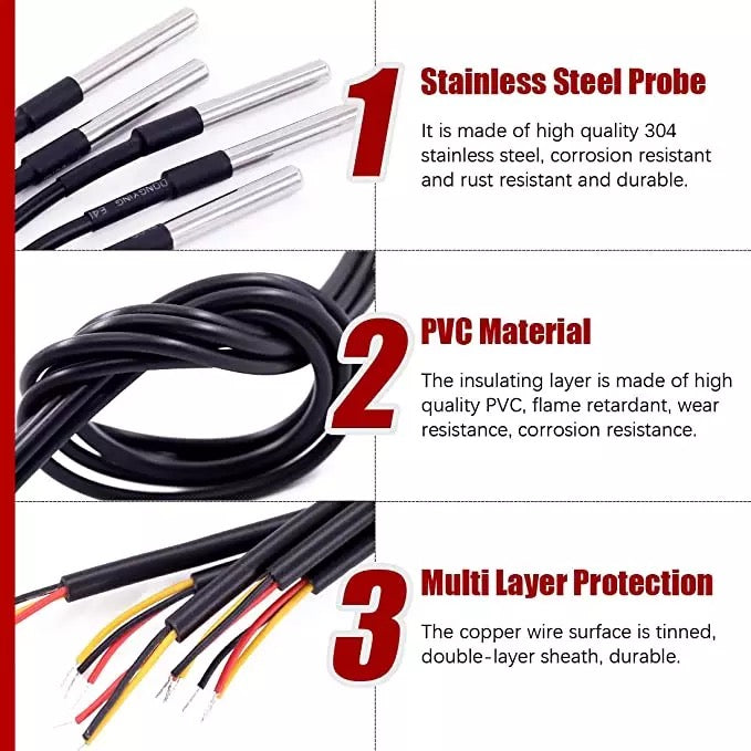 DS18B20 Waterproof Temperature Sensor Temp Digital Thermal Probe 1M