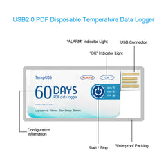 Tzone TZ-TempU05s Sing use [Disposable] 90 days Temperature Data loggerداتا لوجر للنقل المبرد
